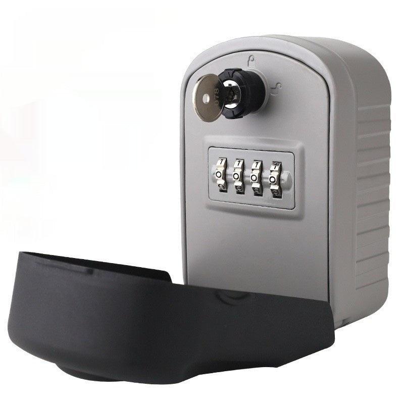 Boîte à clés murale étanche avec code 4 chiffres et clé de secours, capot de protection ouvert