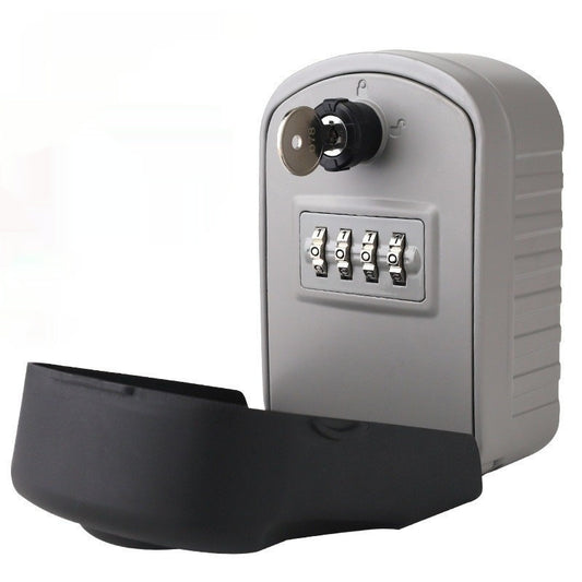 Boîte à clés murale étanche avec code 4 chiffres et clé de secours, capot de protection ouvert