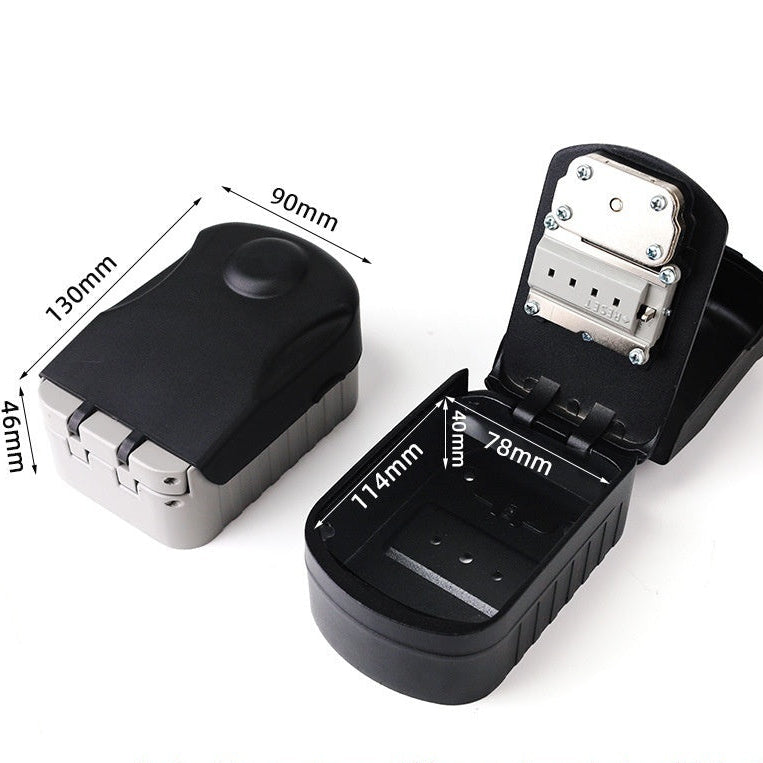 Dimensions de la boîte à clés murale étanche – vue intérieure et extérieure avec mesures en mm