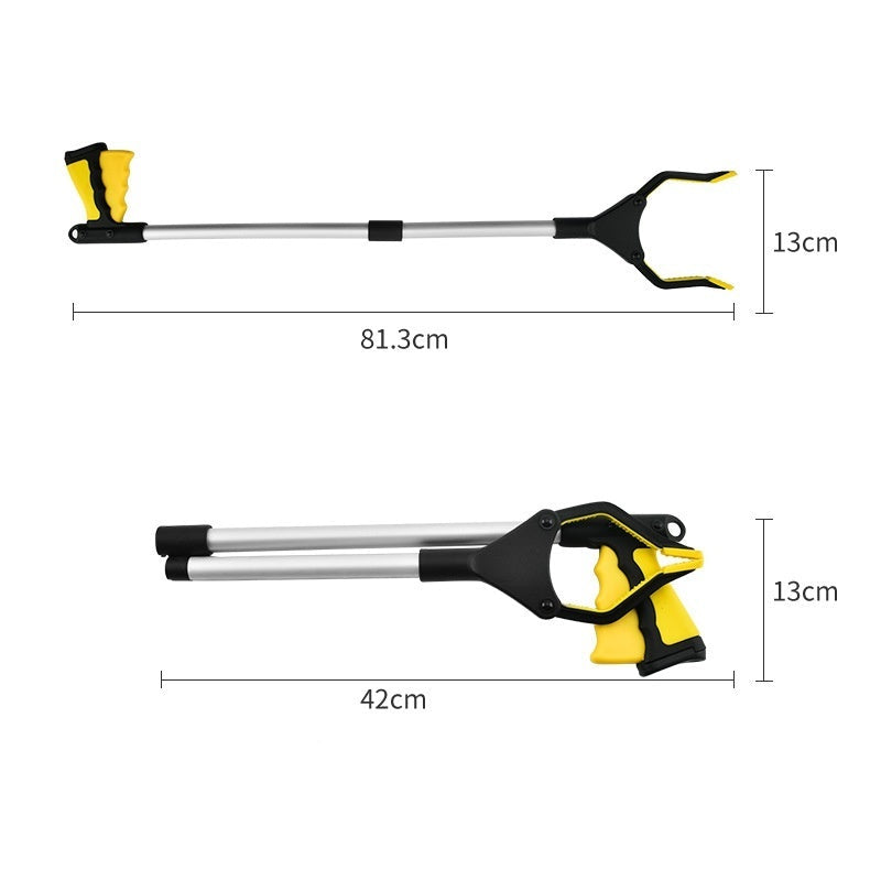 Dimensions de la pince de préhension, longueur totale et détails du manche et de l’embout illustrés.